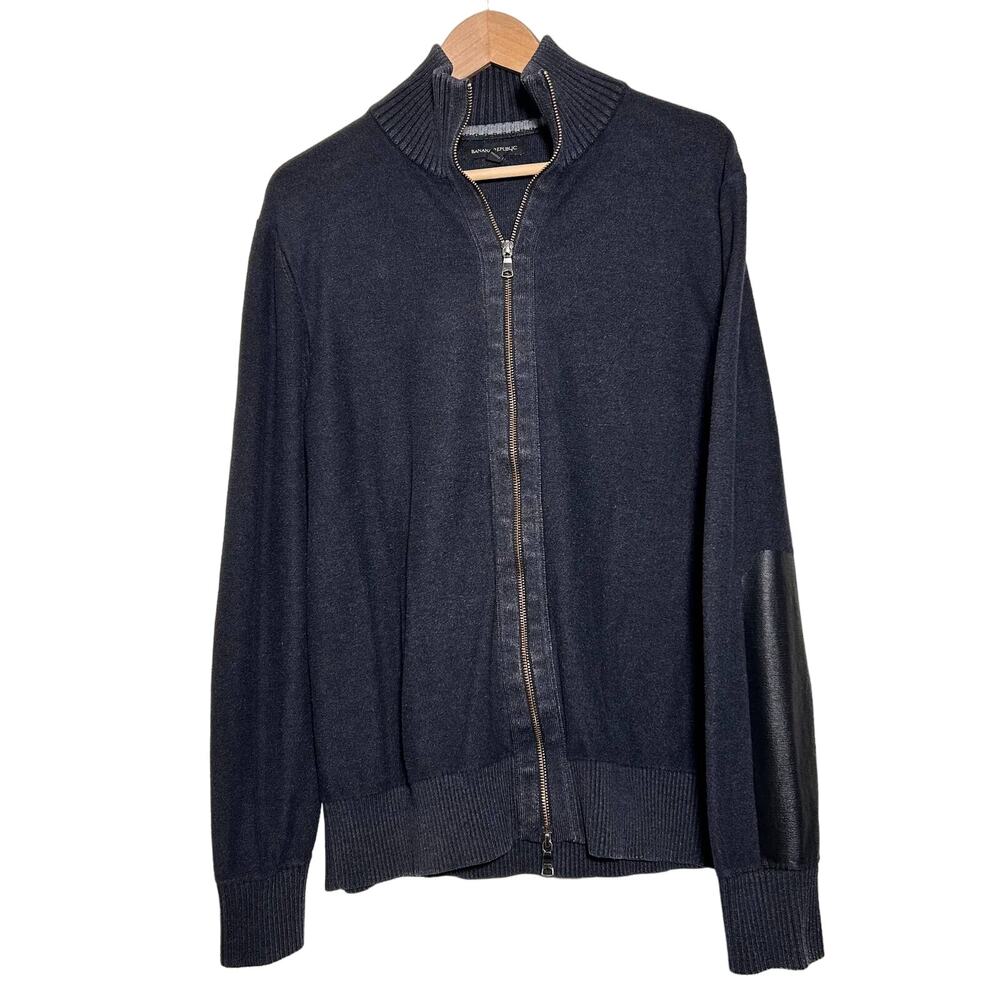 Banana Republic Sweater Jacket Long Sleeve Dual Front Zip Arm Panel Men's‎ Large